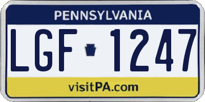 PA license plate LGF1247