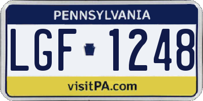 PA license plate LGF1248