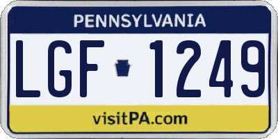 PA license plate LGF1249