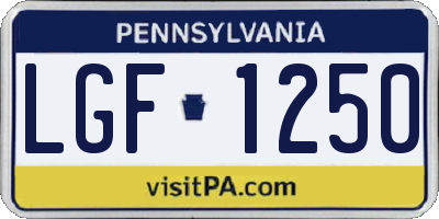 PA license plate LGF1250
