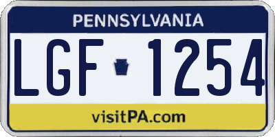 PA license plate LGF1254