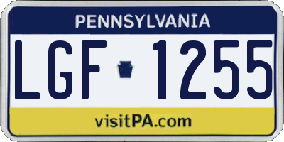 PA license plate LGF1255