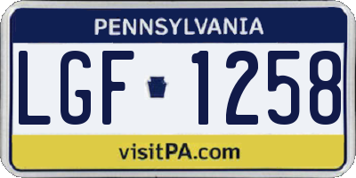 PA license plate LGF1258