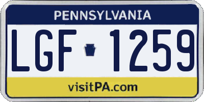 PA license plate LGF1259