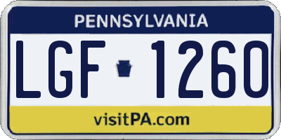 PA license plate LGF1260