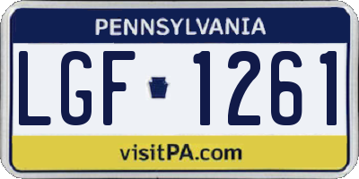 PA license plate LGF1261