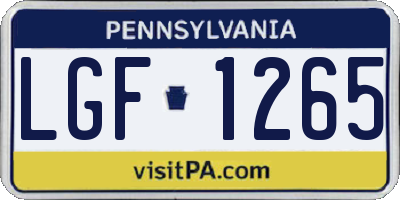 PA license plate LGF1265