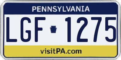 PA license plate LGF1275