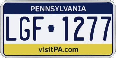 PA license plate LGF1277