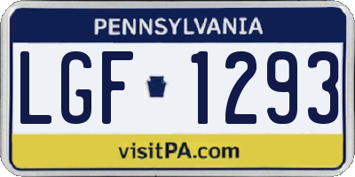 PA license plate LGF1293
