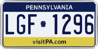 PA license plate LGF1296