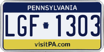 PA license plate LGF1303