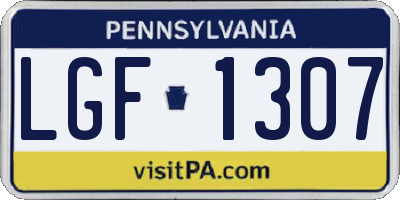 PA license plate LGF1307