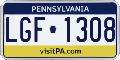 PA license plate LGF1308