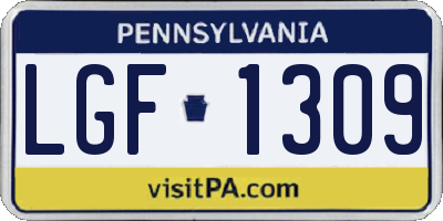PA license plate LGF1309