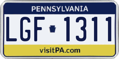 PA license plate LGF1311