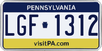 PA license plate LGF1312