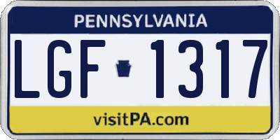 PA license plate LGF1317