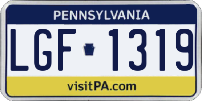 PA license plate LGF1319