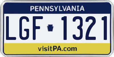 PA license plate LGF1321