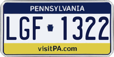 PA license plate LGF1322