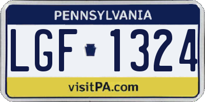PA license plate LGF1324