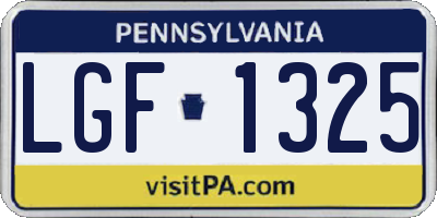 PA license plate LGF1325