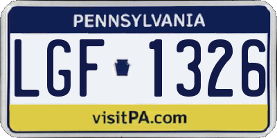 PA license plate LGF1326