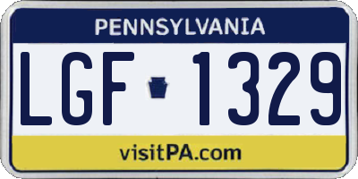PA license plate LGF1329