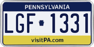 PA license plate LGF1331