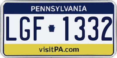 PA license plate LGF1332