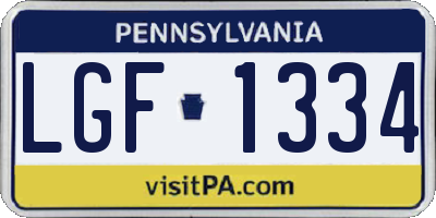 PA license plate LGF1334