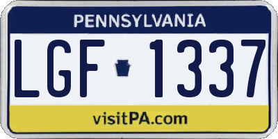 PA license plate LGF1337