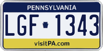 PA license plate LGF1343