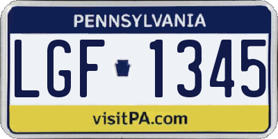 PA license plate LGF1345