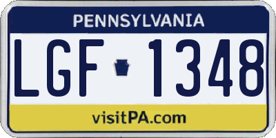 PA license plate LGF1348