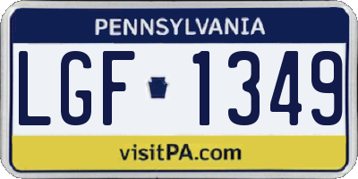 PA license plate LGF1349