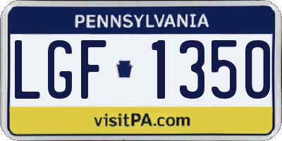 PA license plate LGF1350