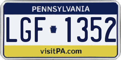 PA license plate LGF1352