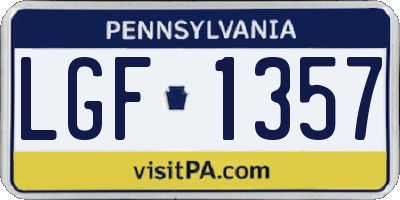 PA license plate LGF1357