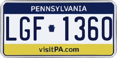 PA license plate LGF1360