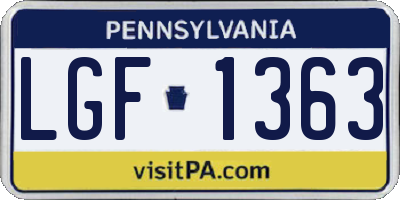 PA license plate LGF1363