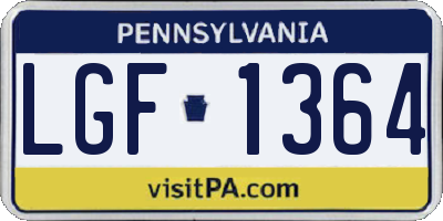 PA license plate LGF1364