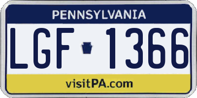 PA license plate LGF1366