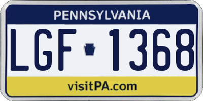 PA license plate LGF1368