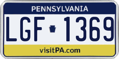 PA license plate LGF1369