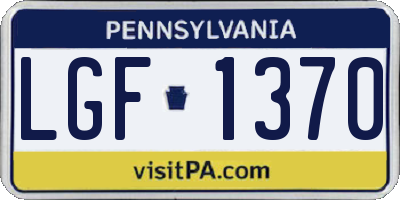 PA license plate LGF1370
