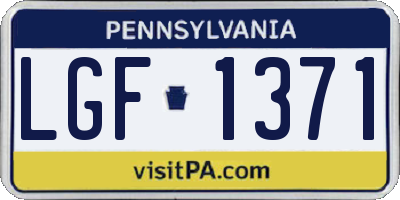 PA license plate LGF1371