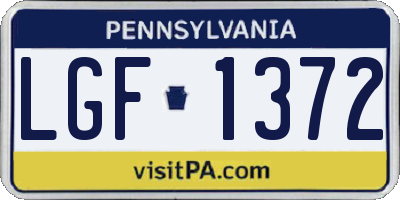 PA license plate LGF1372