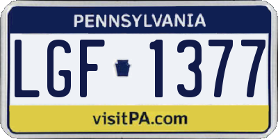 PA license plate LGF1377